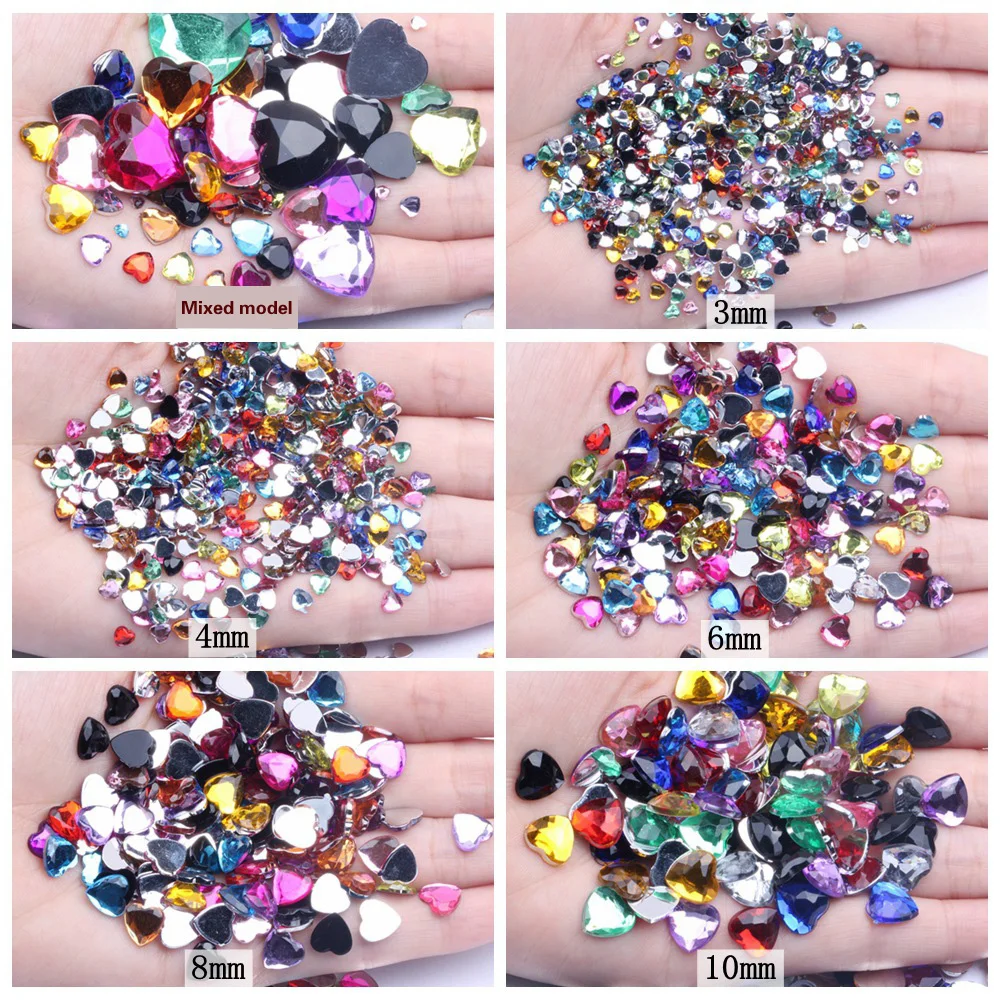 Strictly selected nail art accessories new acrylic flat flat bottom peach heart nail art  hairpin handmade diy small