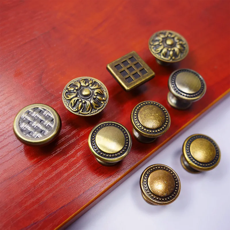 Vintage Antique Hollow Out Birdcage Handles Metal  Brass Cabinet Door Knob With Brushed Surface Treatment Handle