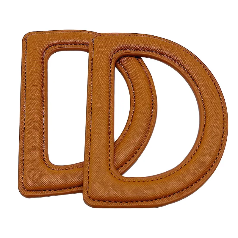 1/2Pcs D-shaped Leather Bag Handle Metal Ring Handbag Handles Replacement DIY Purse Luggage Handcrafted Accessories