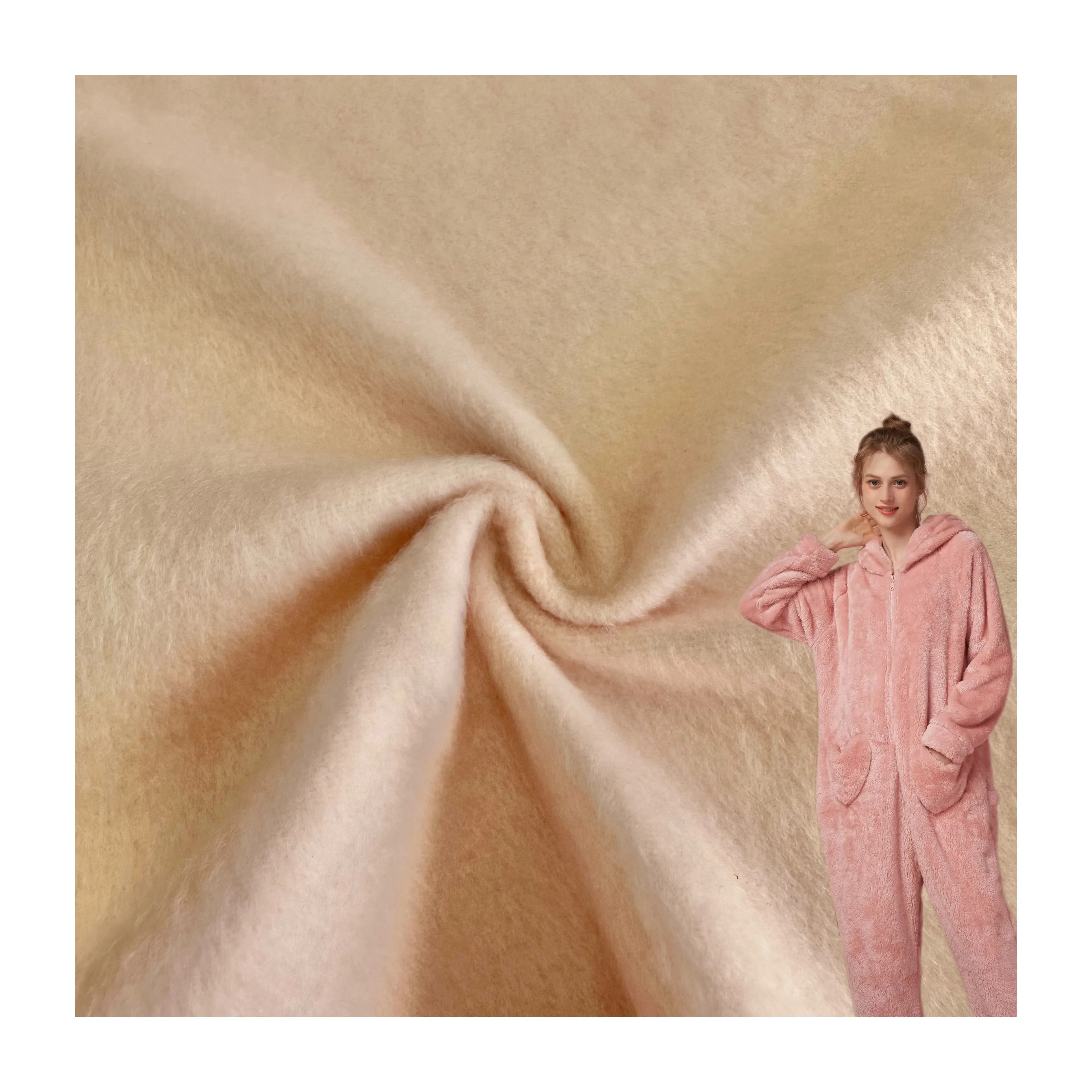 Hot sale soft 165gsm 100% polyester single side brushed fleece fabric for winter pajamas and home textile bedding