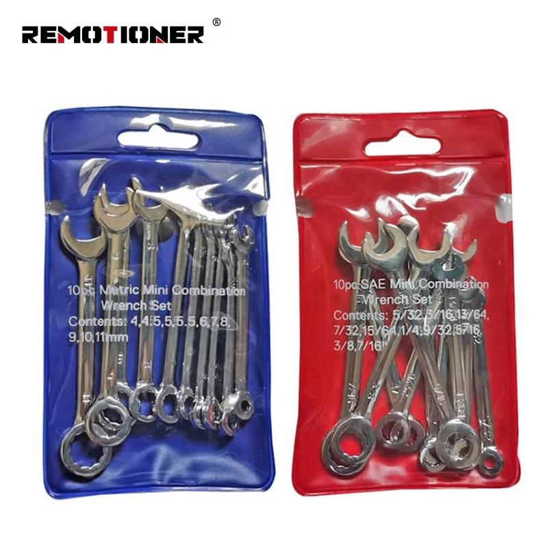 10pc SAE Mini Combination Wrench Set Chrome Polishing Neutral Combination Ratchet Spanner Kit