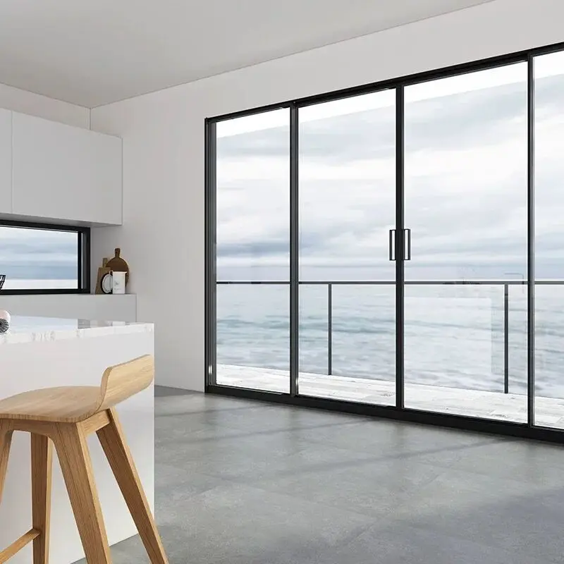Excellent Quality Luxury Narrow Frame Lock Aluminium Sliding Door 8-Ftx9-Ft-Sliding-Glass-Doors