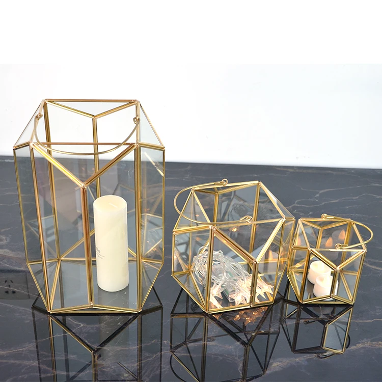 geometric metal wedding holder set of 3  three floor standing lanterns for candles