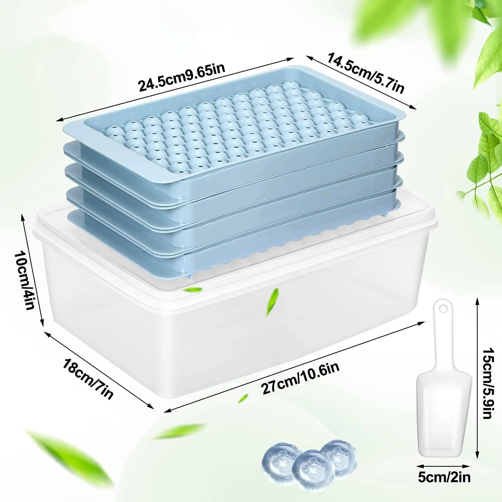 104PCS Mini Plastic Ice Cube Trays for Freezer  0.6in Ice Ball Maker Mold for Chilling Drink  Coffee Sphere Ice Molds Mini