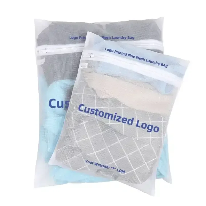 Foldable Square Polyester  Mesh Laundry Bags For Clothes Custom Logo With Zipper Large Travel Hotel Cheap Laundry Net Wash Bags