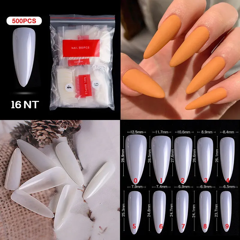100/500PCS Artificial False Nails White Clear Pro Gule Abs False Nails Accessories and Manicure Tool DIY Nail Art Tip Decoration