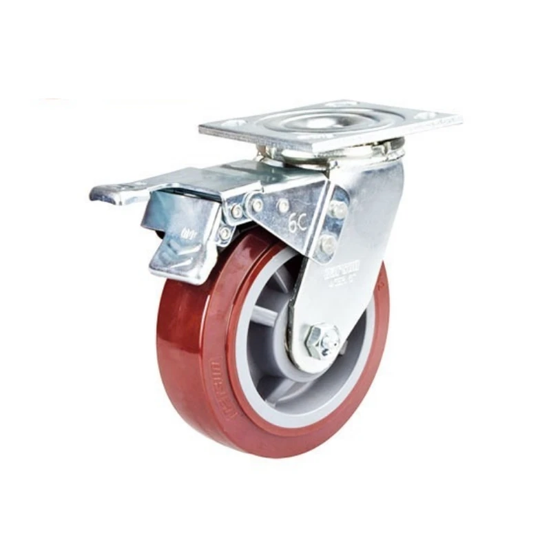 Polyurethane rotating wheels 3/4/5/6 inch Industrial Medium Duty 75/100/125/150mm Castors PU red Swivel Heavy duty Casters