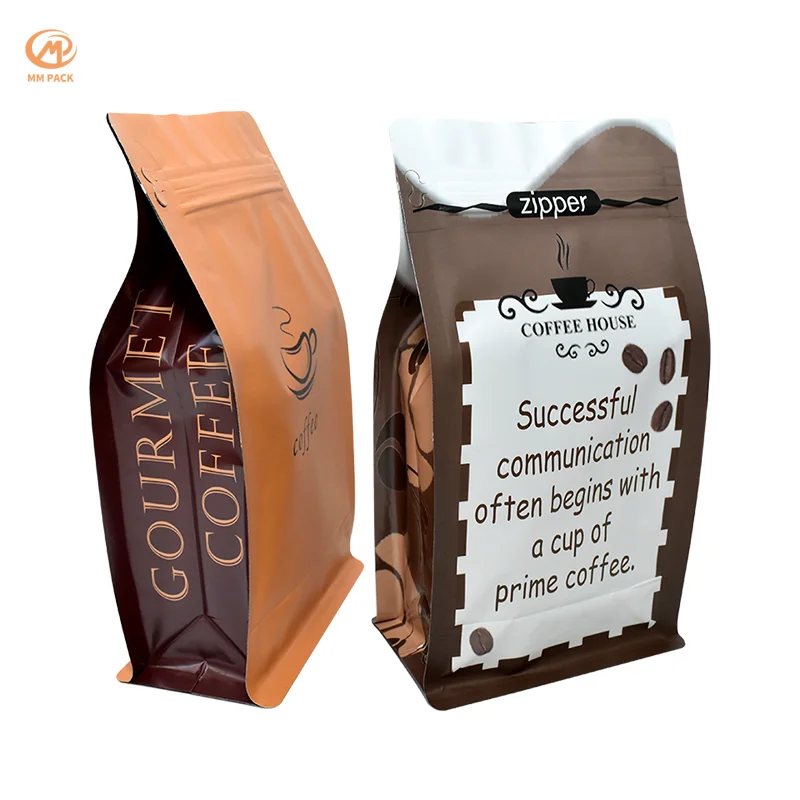 Custom Laminated Drip Flat Bottom Coffee Bean Packing Mylar Machine Digital Coffee Ravel Small Brewer Bags with card pocket