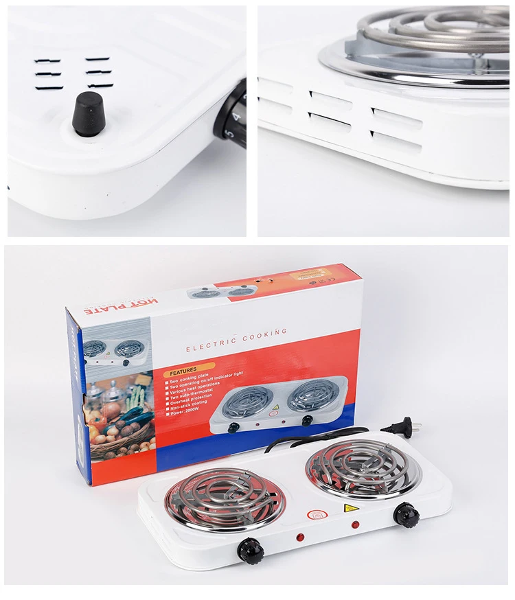 Mini Double Electric Hot Plate Stove Household Cooking Furnace Thermostat Hot Milk Cooker Travel Hot Plate 2000W