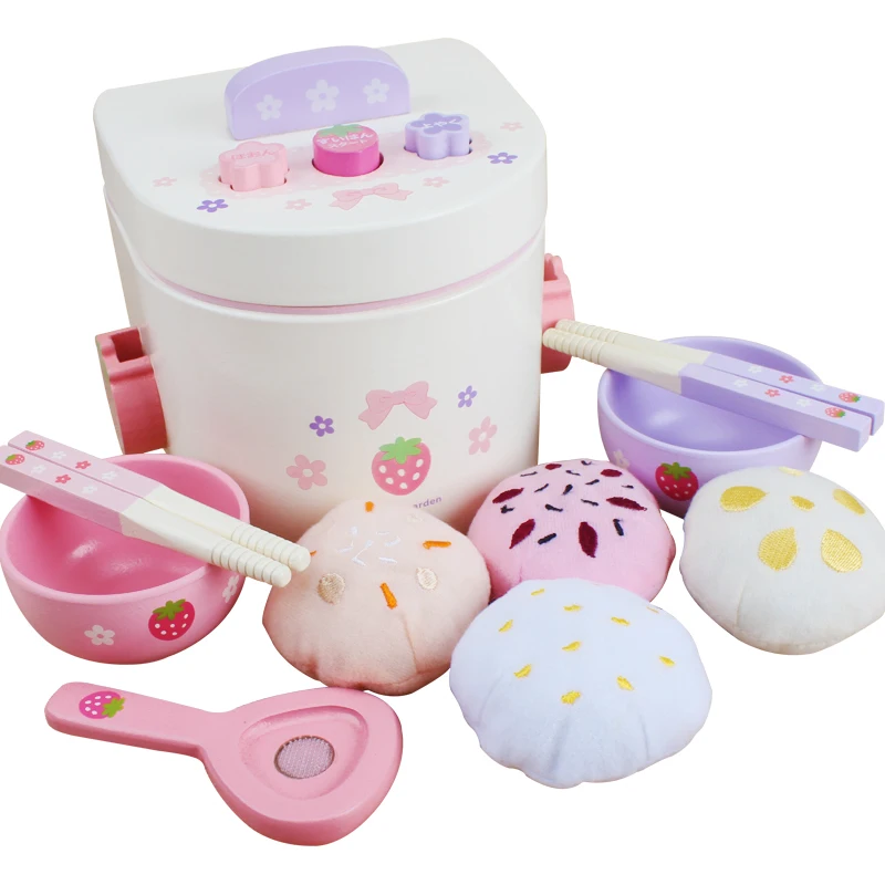 Hot Selling Kitchen Toy Wooden Pretend Play Set Simulation Rice Cooker Toy for Kids Unisex Wooden Washing Machine Toy XJYQJD