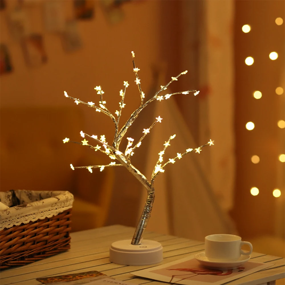 LED 45 cm Pearl tree lamp room romantic ornaments touch switch Usb and Battery Power Table Light