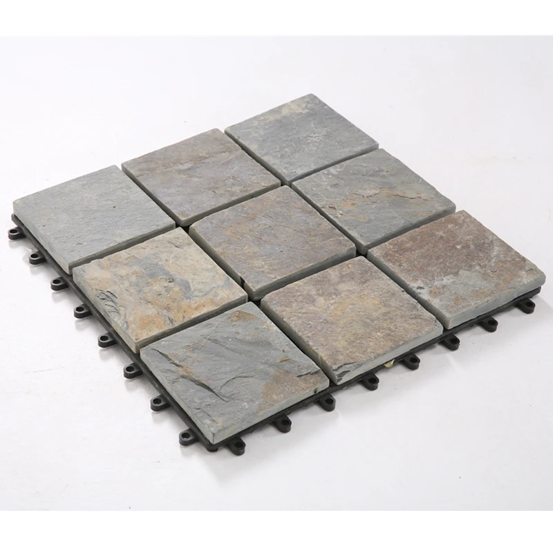 Interlocking WPC stone DIY tiles outdoor decking easy install