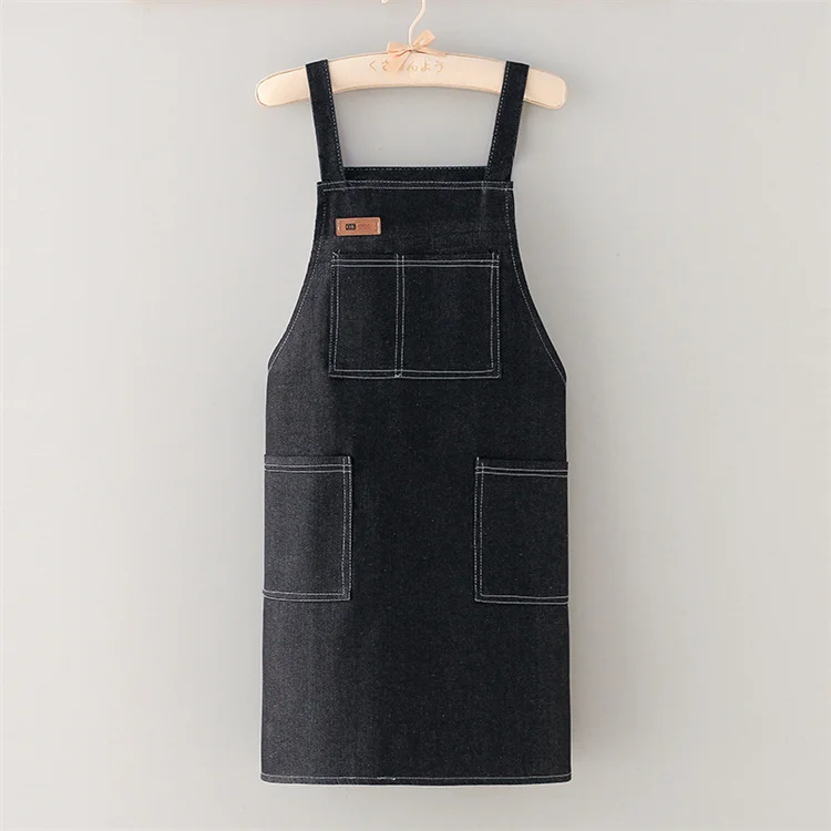 Wholesale Strap-on Denim Oil Proof Denim Apron Men Women Gardening Tool Kitchen Bar Aprons for Work Cook
