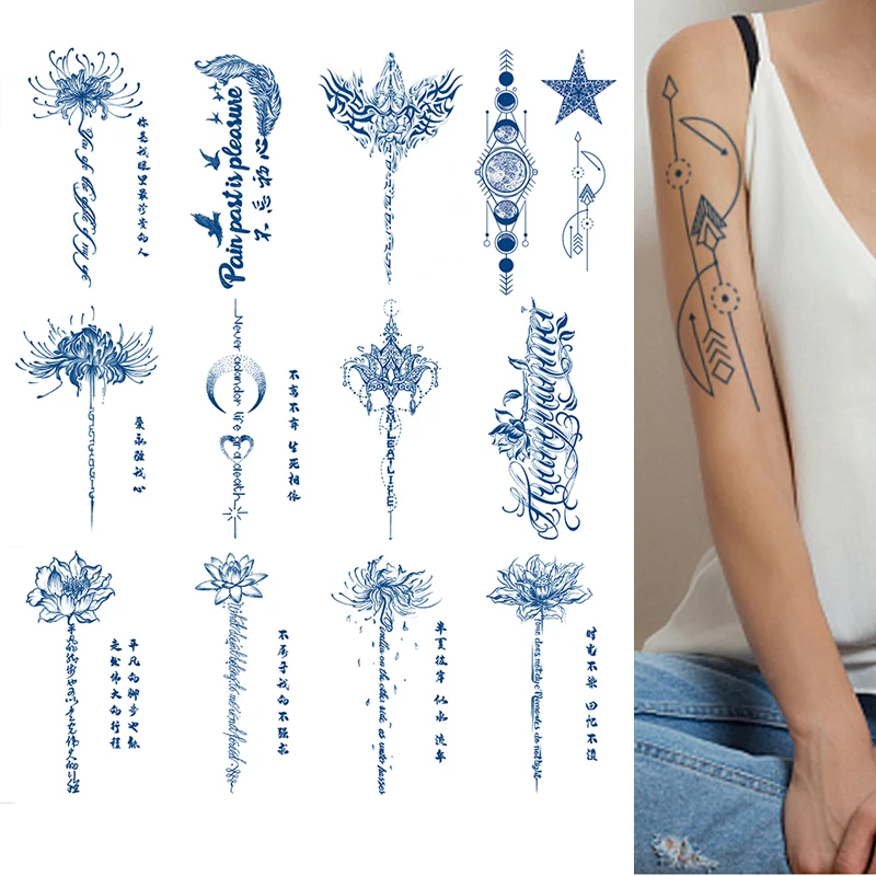 Customize Women Juice Semi Permanent Tattoo Sticker Men Cool Designs Waterproof Sweatproof  Last 2 Weeks Henna Tattoo Body Art