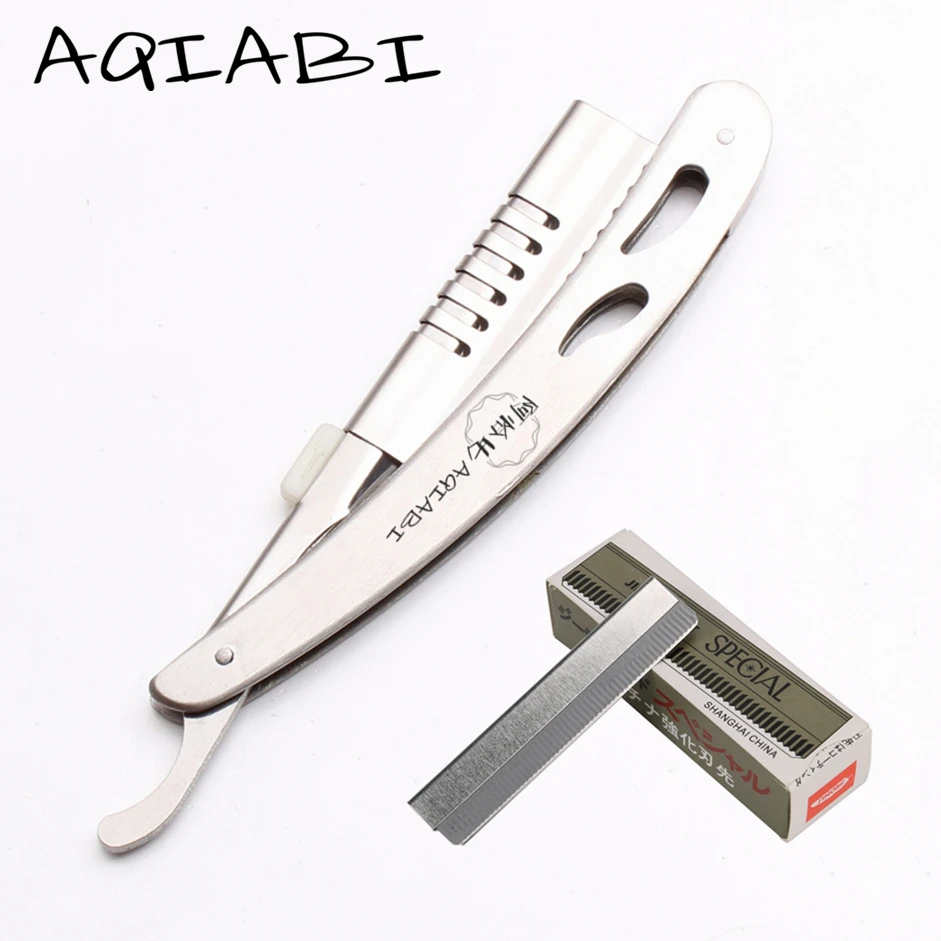 Stainless Steel Salon Sharp Barber Razor Blade Hair Cut Razors Cutting Thinning Knife Hairdresser Tool 100Pcs + 100 Blades A6103