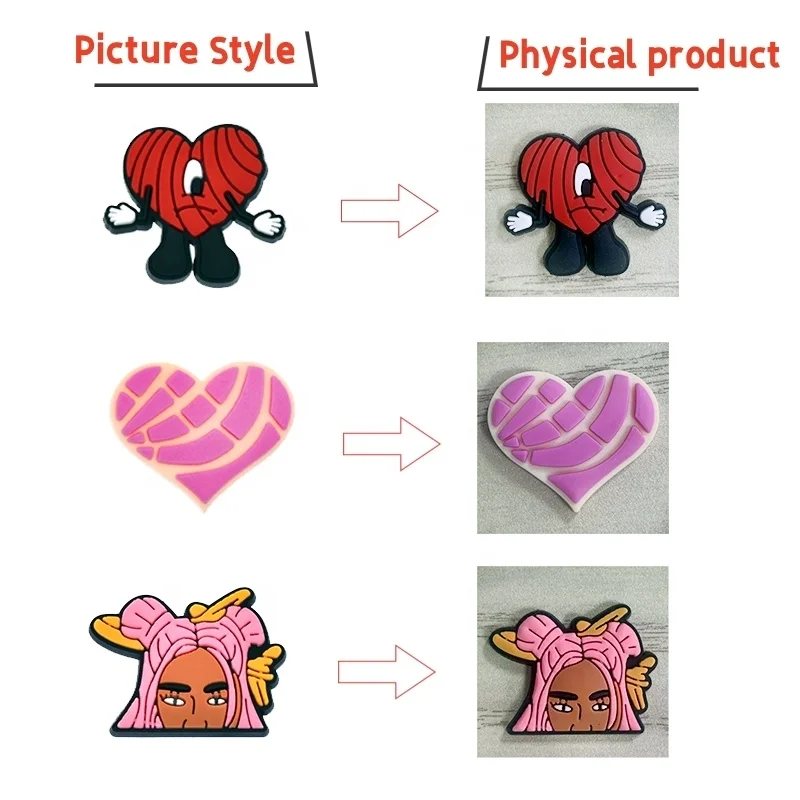 Whole Sale PVC Rubber Cartoon Random Designs Hot Selling Shoe Charms Bracelets Charms