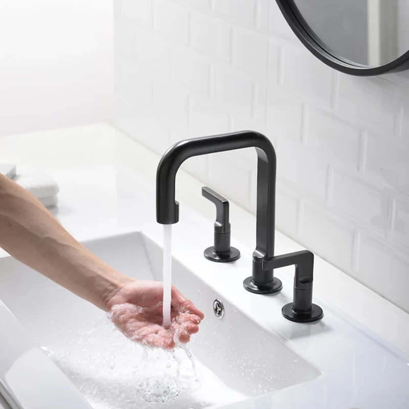 8 inch Widespread Bathroom Sink Faucet 2 Handles Brushed Gold Bathroom faucets Brass Water Basin Faucet for Bathroom