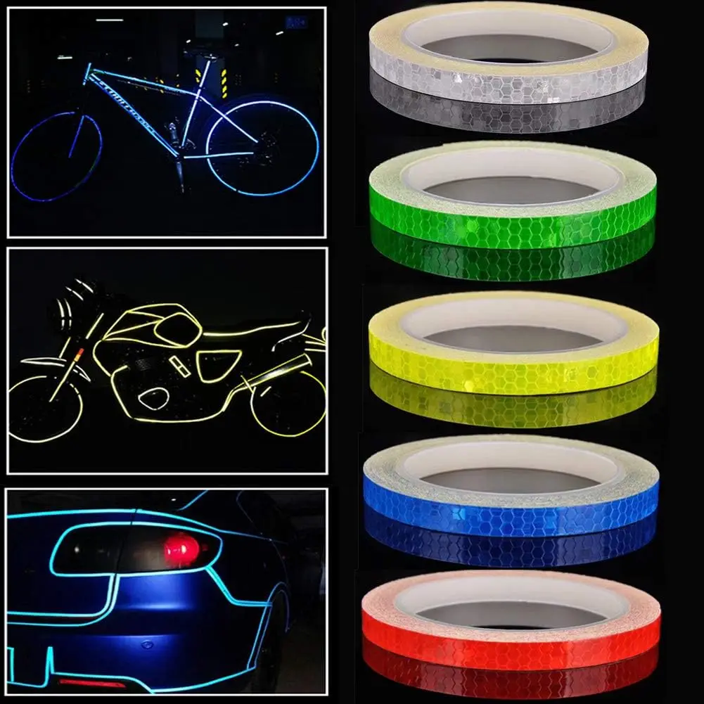 MANCAI 2.5cm*3m Multi-Color PVC Arrow Reflective Adhesive Tape, Reflective Safety Tape/Sticker for Bike Motorcycle Truck