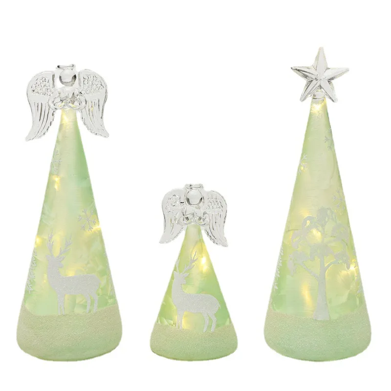Hand-Painted Glass Crafts With Led Light For Tabletop Home Decorations Gift Christmas Glass Angel Ornament