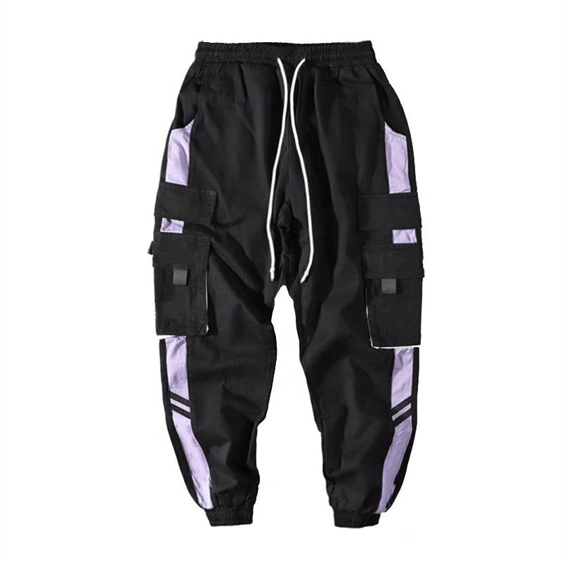 Hip Hop Cargo Pants Men Streetwear Fashion Male Elastic Waist Pant Trousers Cotton Black Joggers For Men