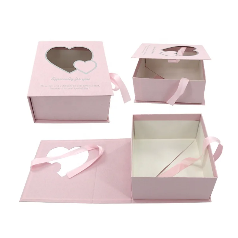 Luxury Cardboard Matte Paper Heart Cardboard Flower Box Certification Pink Custom Shipping Boxes with ISO 14001 2015 Customized