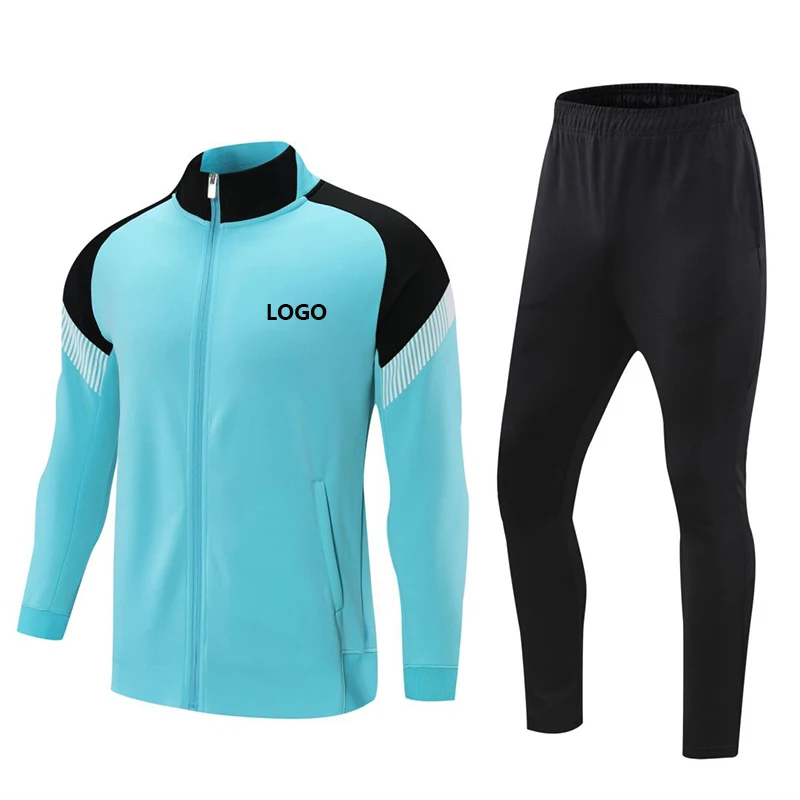 Thai Quality Polyester Sports Suit Factory Men Football Track Suit Soccer Jacket Training Wear Custom Football Suit Soccer Kit