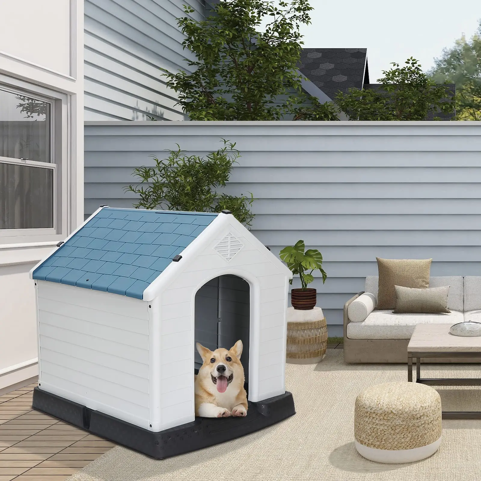 BunnyHi GW002 Durable Plastic Indoor Pet House And Furniture Big Casas Para Perros Outdoor Dog House for Small Medium Large Dogs