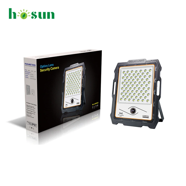 IP67 Outdoor Solar Powered Panel Motion Sensor Flood light 200w 300w CCTV Security Camera 100w