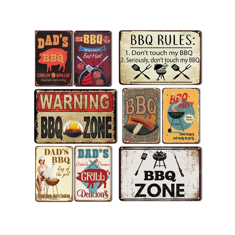 Stakes Holder Coated Sign Brushed in Metal Crafts Retro Wall Decoration Vintage Garage Metal Signs Farmhouse