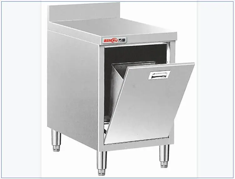 Hotel Restaurant used stainless steel dustbin metal trash can cabinet for sale Fast Food Waste Trash Bin Cabinet Supplier