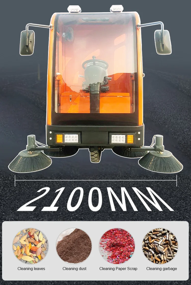 DM-2100 Floor Dust Cleaning Machine Automatic Industrial car park Floor vacuum pavement Sweeper For Hotel