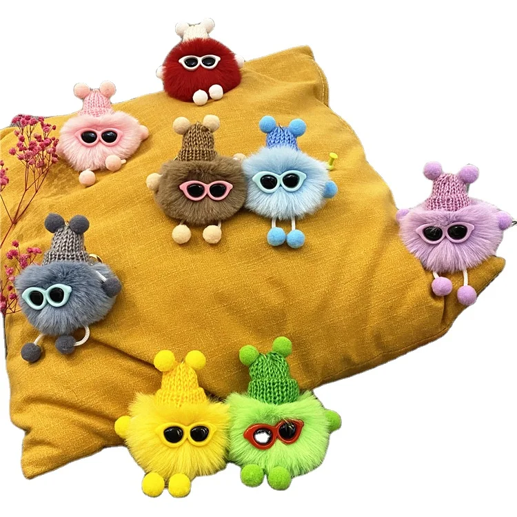 Hot Sale Creative Cute Cartoon Key Chain Keyring Bag Car Pendant Plush Small Coal Ball Keychain