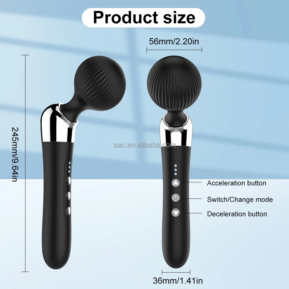 SacKnove New Adult Magnetic Usb 10 Frequency 5 Speed Curved Head Av Handy Vibrating Vagina Massager Wand Vibrator For Bed