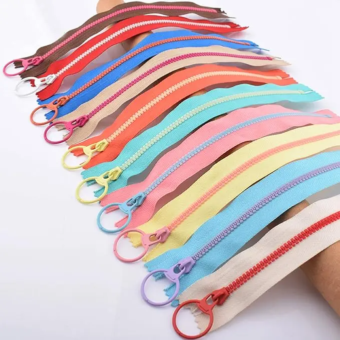 NO.5 Resin Zippers Coil Zipperswith Metal Ring Colorful Zippers Supplies for Tailor Sewing Crafts Handbags Clothing
