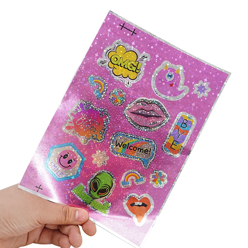 Custom Printing Hologram Security Vinyl Adhesive Square Clear Reflective A4 Size Rainbow Effect Kiss Cut Sticker Sheet