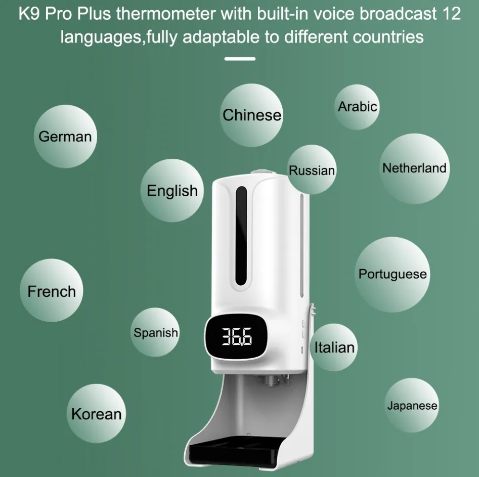 Кхмерский язык автоматический спиртовой жидкий спрей 2 в 1 K9 Pro Plus дезинфицирующий дозатор с подставкой для штатива