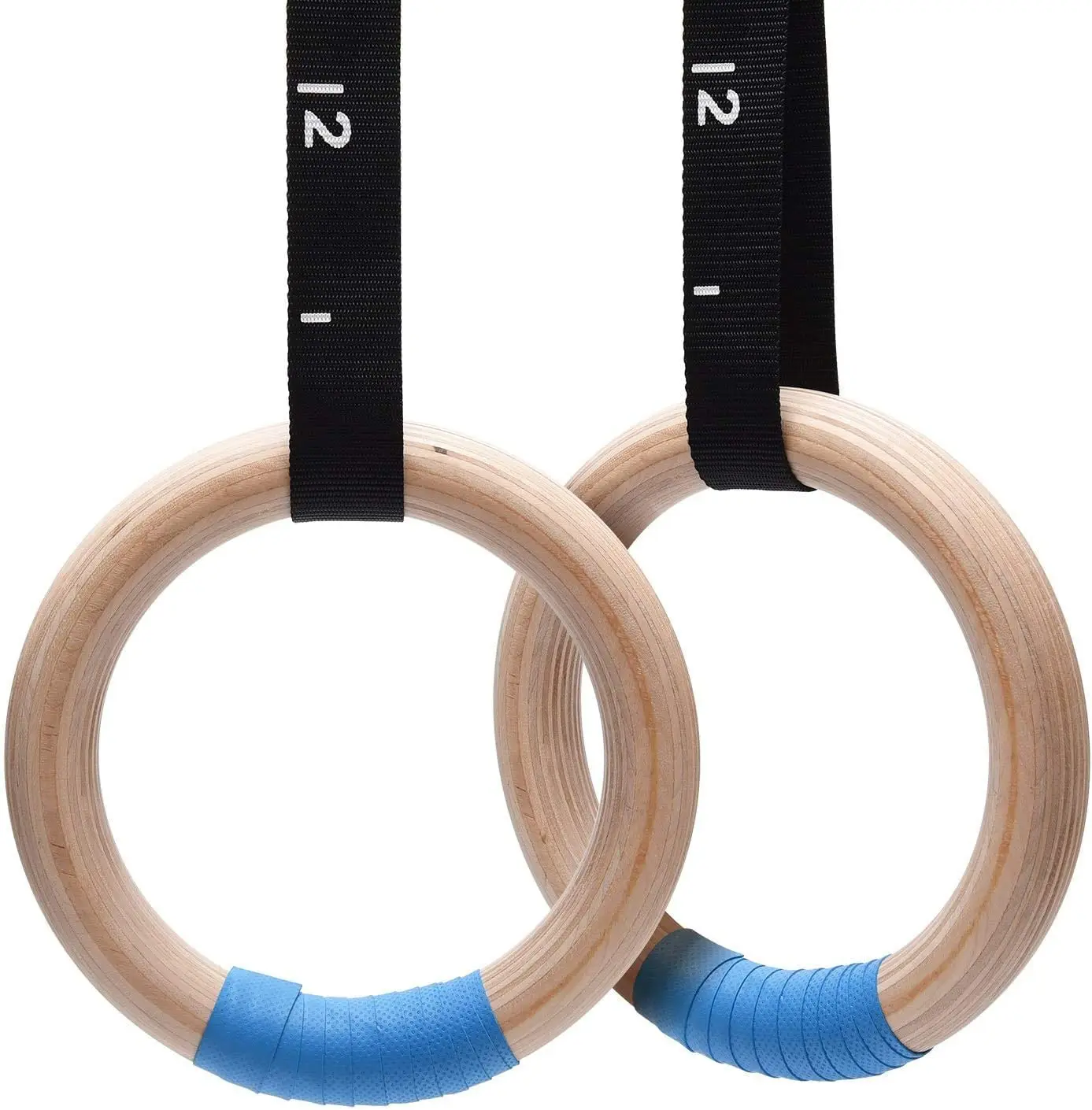 Wood Gymnastics Rings 992lbs with Adjustable Cam Buckle 14.76ft Long Straps Exercise