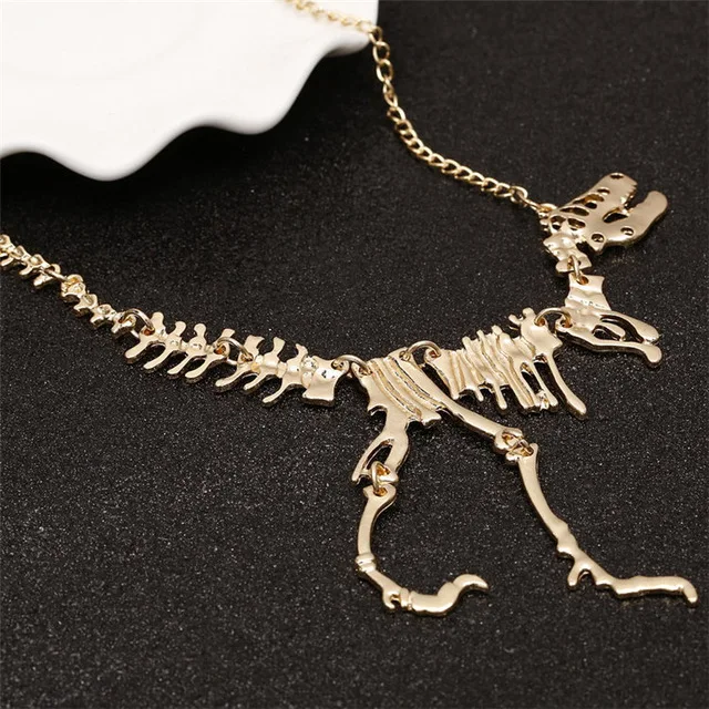 Sexy Long Necklace Gothic Tyrannosaurus Rex Skeleton Dinosaur Pendant Charm Necklace Dragon Bone Alloy Collares Jewelry