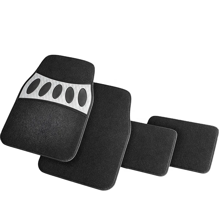 Polyester Car Carpet Non-slip endurable Rubber Floor Mats 4 Pieces For Car