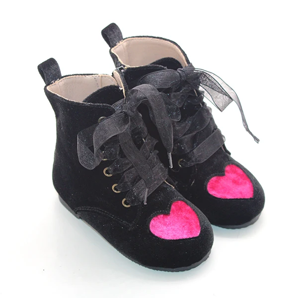 Зимние черные бархатные сапоги в форме сердца розово-Красного цвета на каблуке, детские резиновые сапоги, обувь для девочек и мальчиков