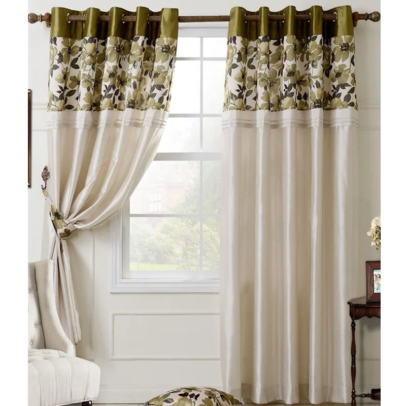 Bindi Custom Handmade Curtain Decoration Patchwork Three Colors Flower Print Window Decorative Curtain