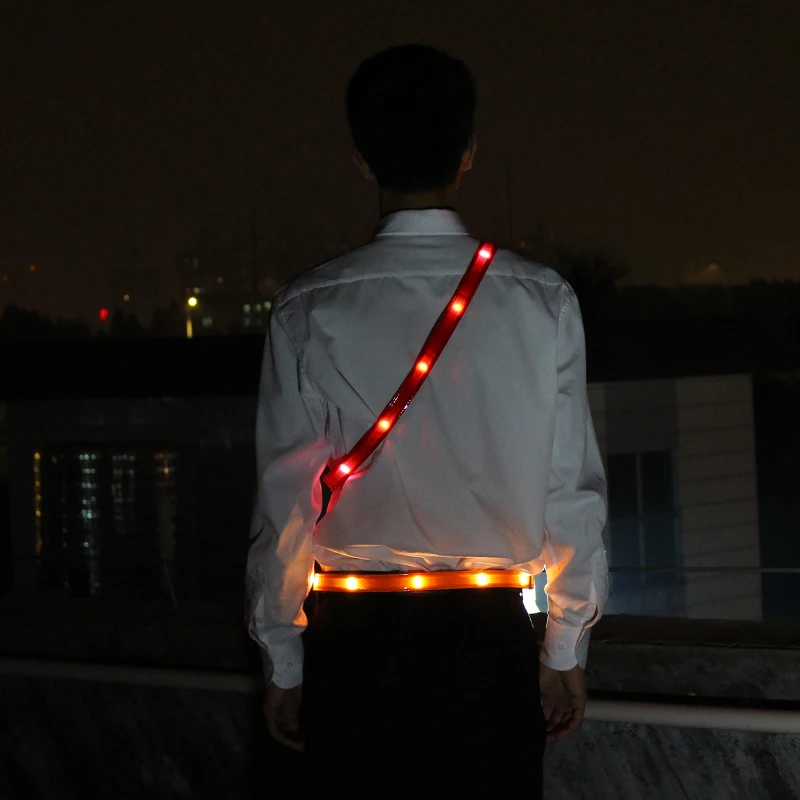 USB reflective lattice led waist band for men running in the dark