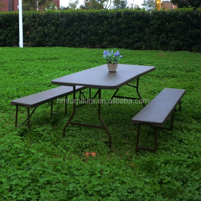 4ft Lifetime Plastic Regular Folding Table With Rattan Design