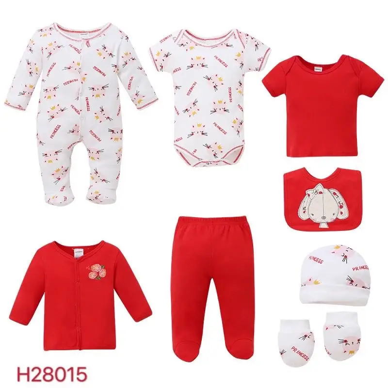 Lovely 8pcs Baby Rompers Winter Rompers for Newborns Baby Clothing Gift Sets