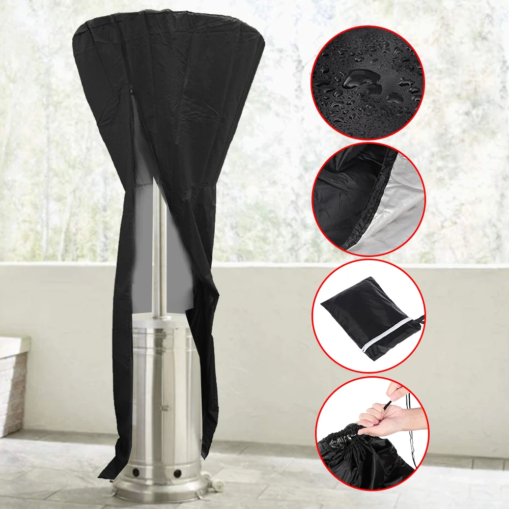 210D Oxford cloth Large Outdoor Garden Black Patio Gas Heater Cover Protector Dustproof Heavy Duty