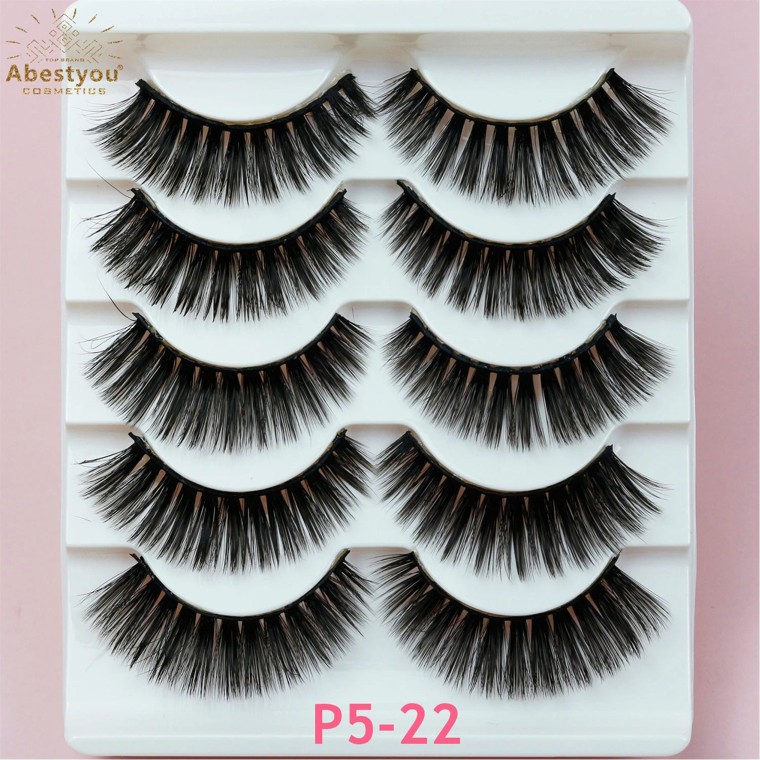 Abestyou 5Pairs Lashes Natural Transparent Terrier Long Sparse Cross False Eyelashes Fake Eye Lashes Extensions Eyelash Makeup