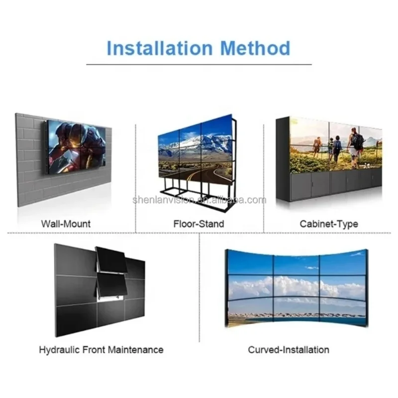 IDB brand DID Lcd Display Panel Video Wall 1.7mm Bezel Indoor Video Wall System Floor stand Video Wall for control room project