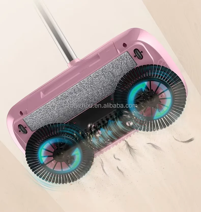 New Machine Hand Push Stainless Steel Handle Two-in-one Sweeping Household Floor Automatic Magic Spinning Pp Clean Sweeper Lazy