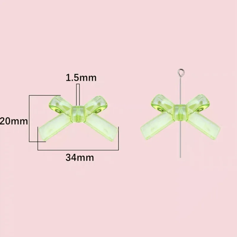 Dainty 20*32mm Colorful Bowknot Bead Cute Transparent Acrylic Bead For DIY Bracelet Necklace Earring Finding Jewelry Accessories