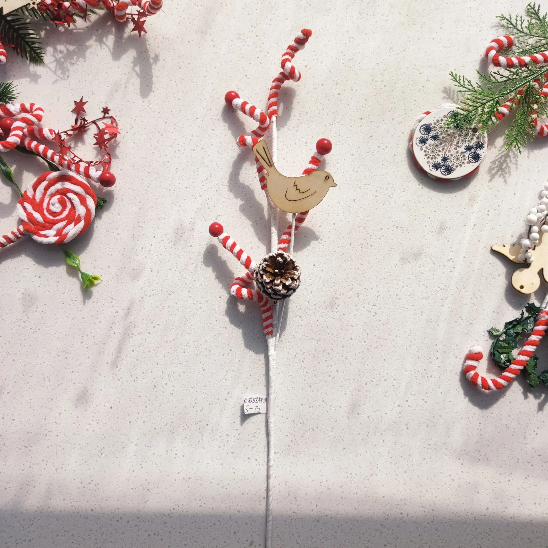 Navidad Christmas Decoration Suppliers Peppermint Swirl Picks Christmas Tree Decoration